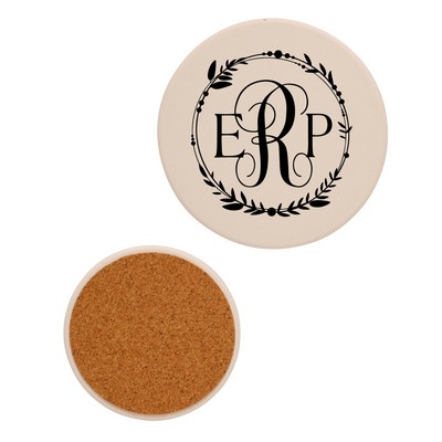Union Printed - 4" Round Absorbent Stone Coaster with 1-Color Logo