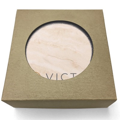 Absorbent Stone Coasters w/Upscale Digital Bkgnds | Square | 4" x 4" | Gift Set of 4 | Kraft Box