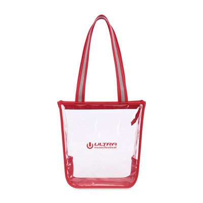 Sigma Clear Zippered Tote - Red