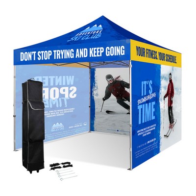 10' x 10' Heavy Duty Pop Up Tent Kit w/ 3 Full Walls (Dye Sublimation)