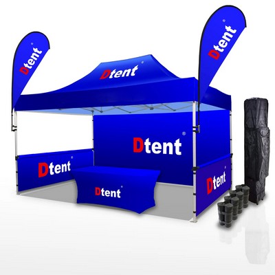 Custom 10'x20' Pop-Up Tent Packages with Flag and Tablecloth